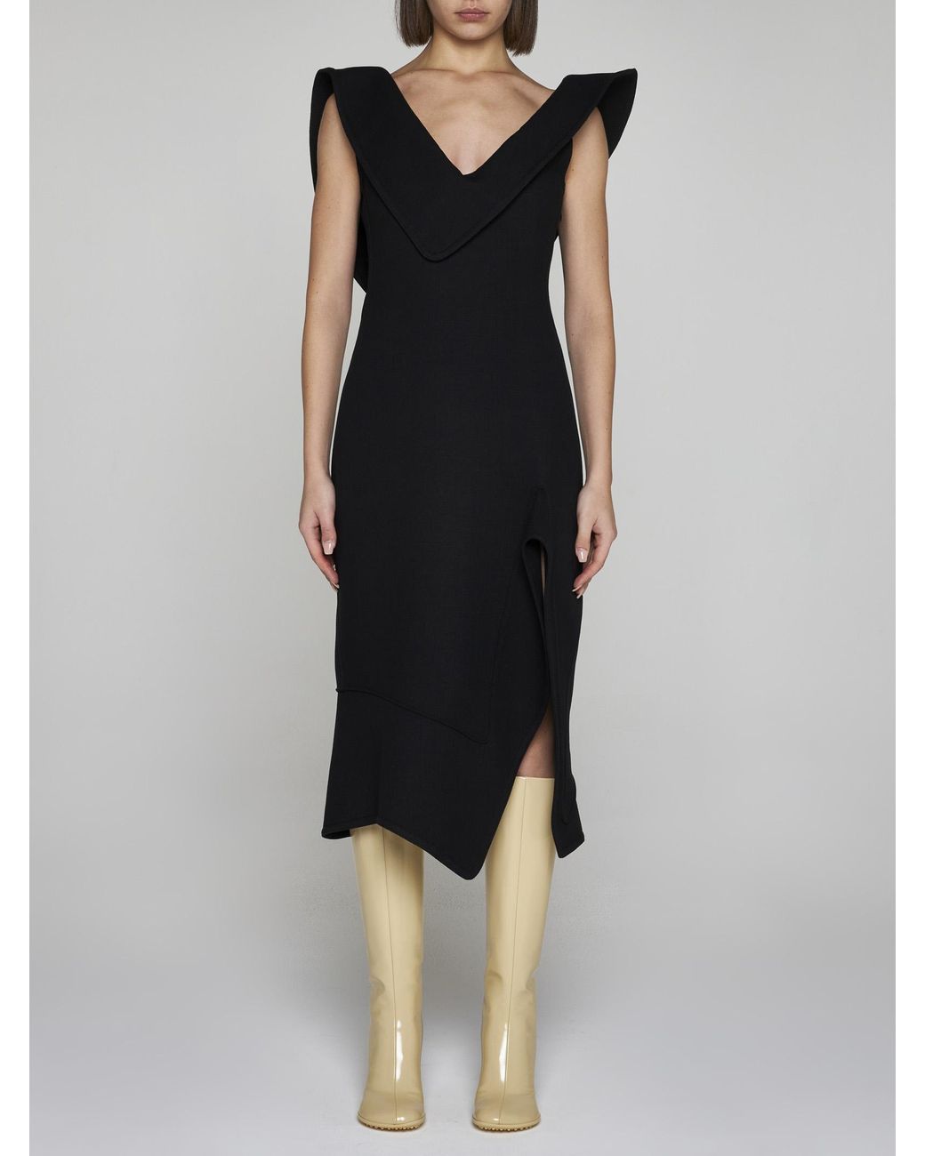 Bottega Veneta Viscose-blend Asymmetric Dress in Black