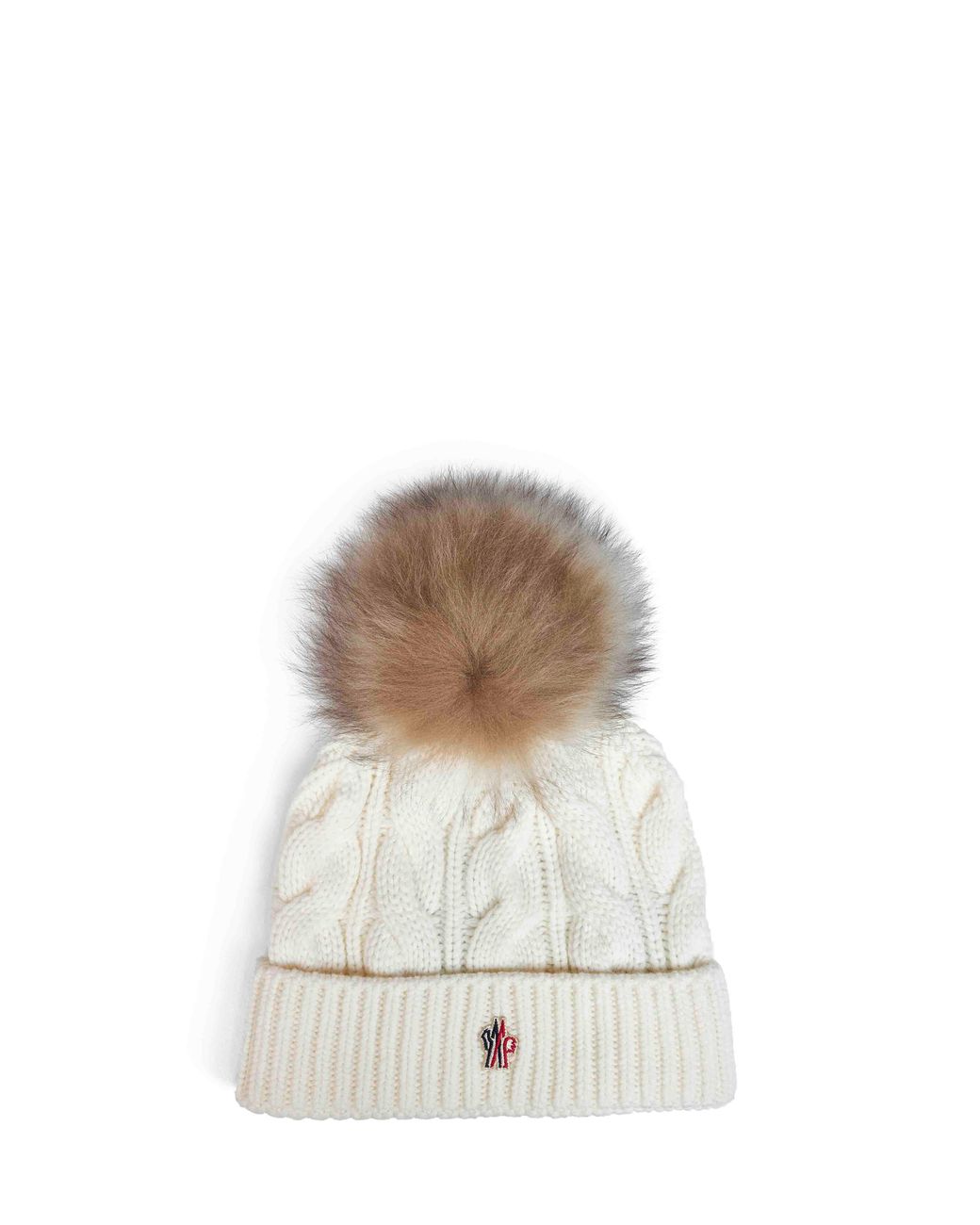 Moncler White Cable-Knit Wool And Cashmere Blend Pom-Pom Beanie