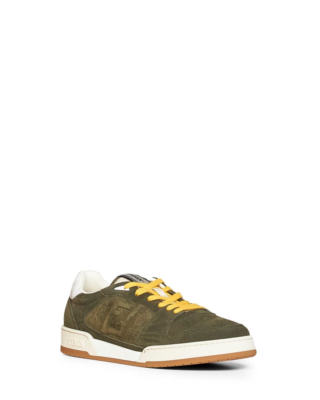 Fendi Green Moss Suede Match Low-Top Sneakers for men