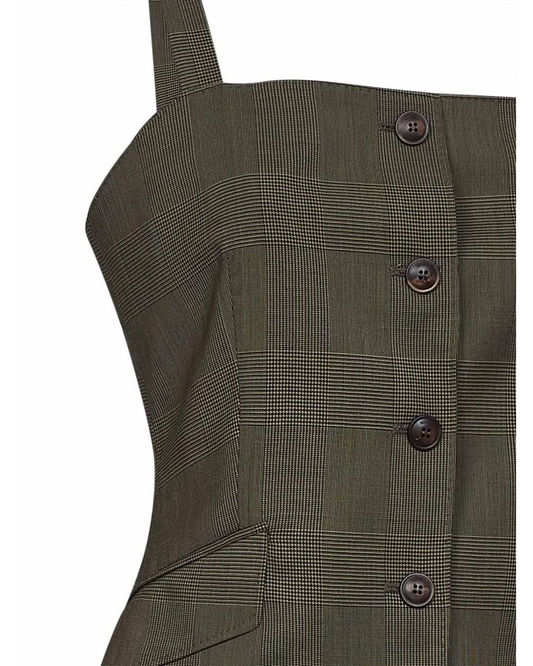 Max Mara Green Khaki Glen Plaid Wool Mxmbacca Vest
