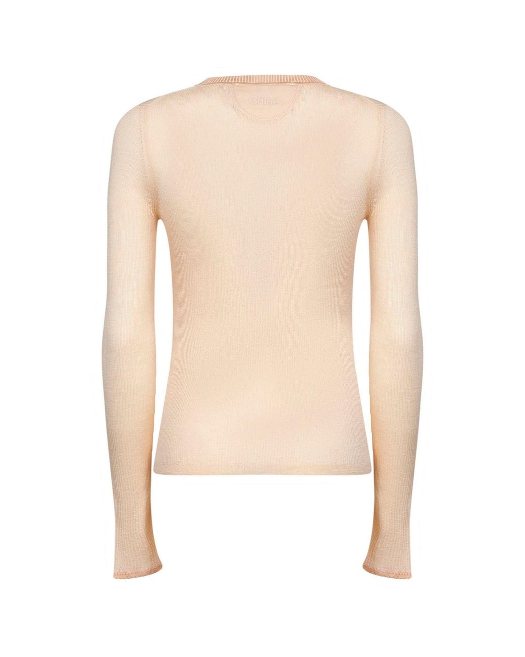 Chloé White Bleached Ribbed Superfine Wool Buttoned Sweater