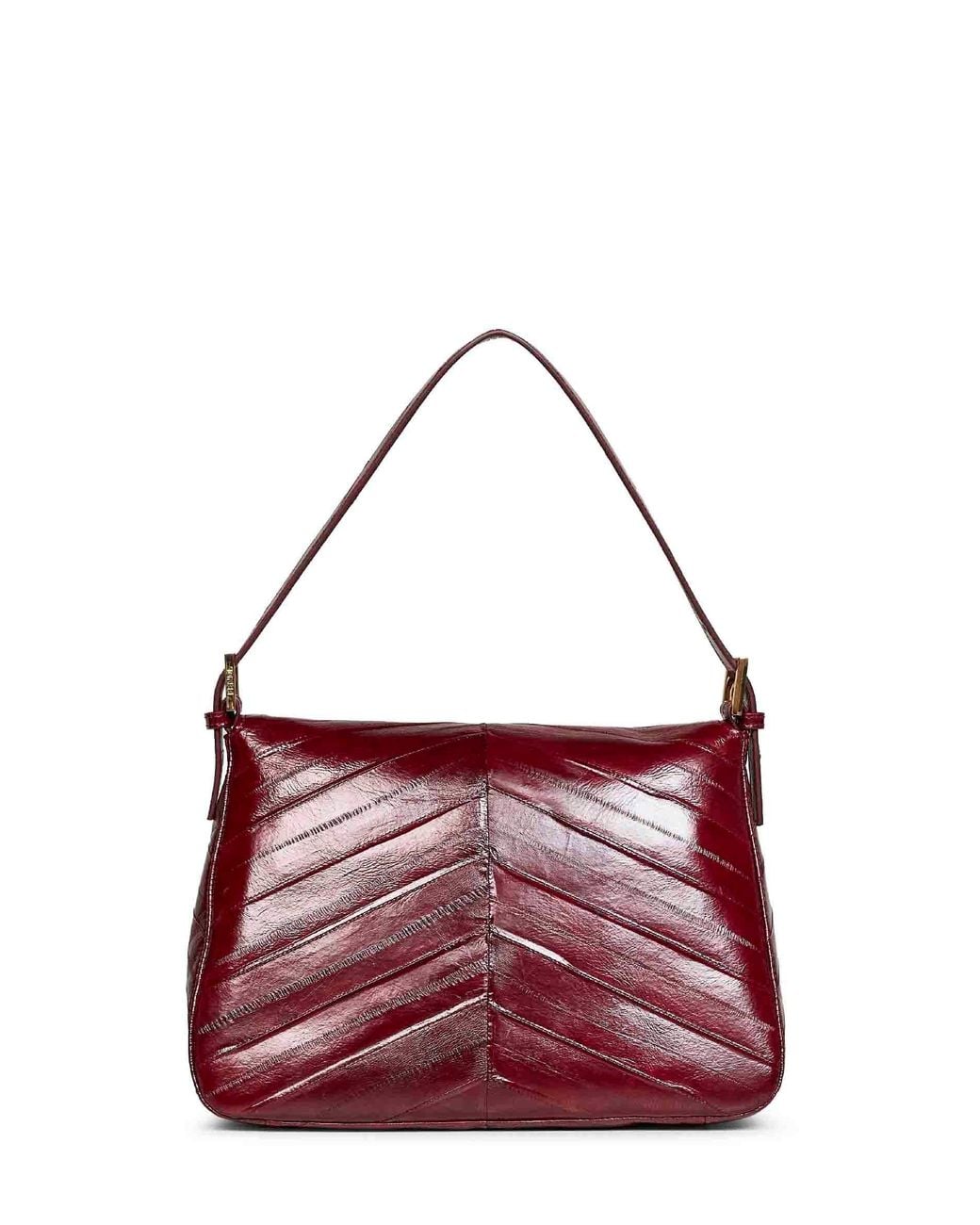 Fendi Red Burgundy Flap 26325 Shoulder Bag