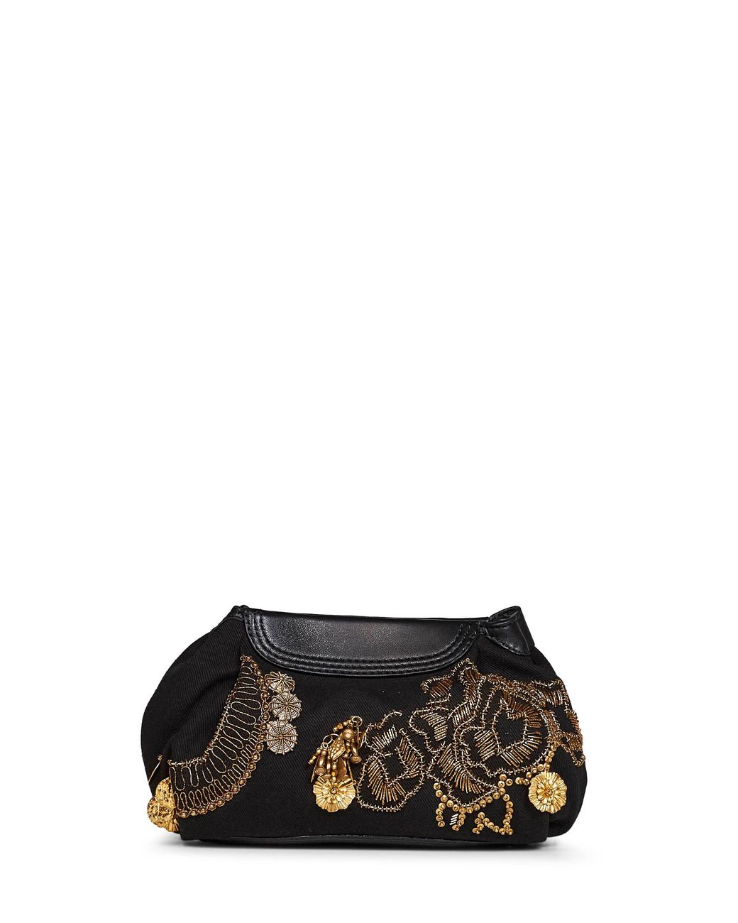 Dries Van Noten White Blossom868 Embroidered Clutch With Shoulder Strap