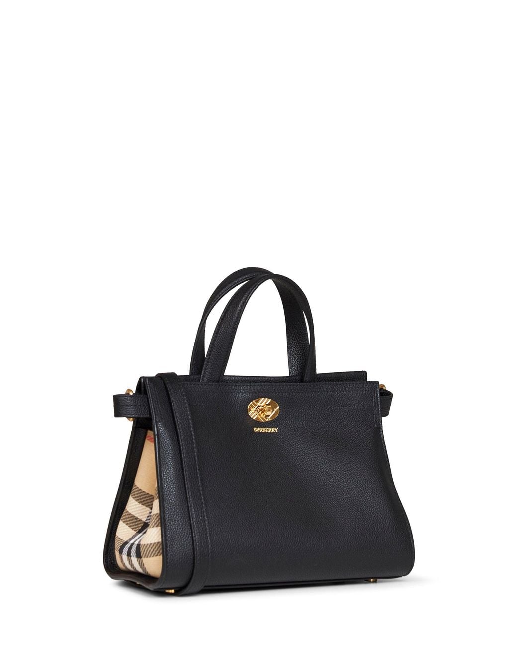 Burberry Black Mini Cotswolds Check Tote Bag