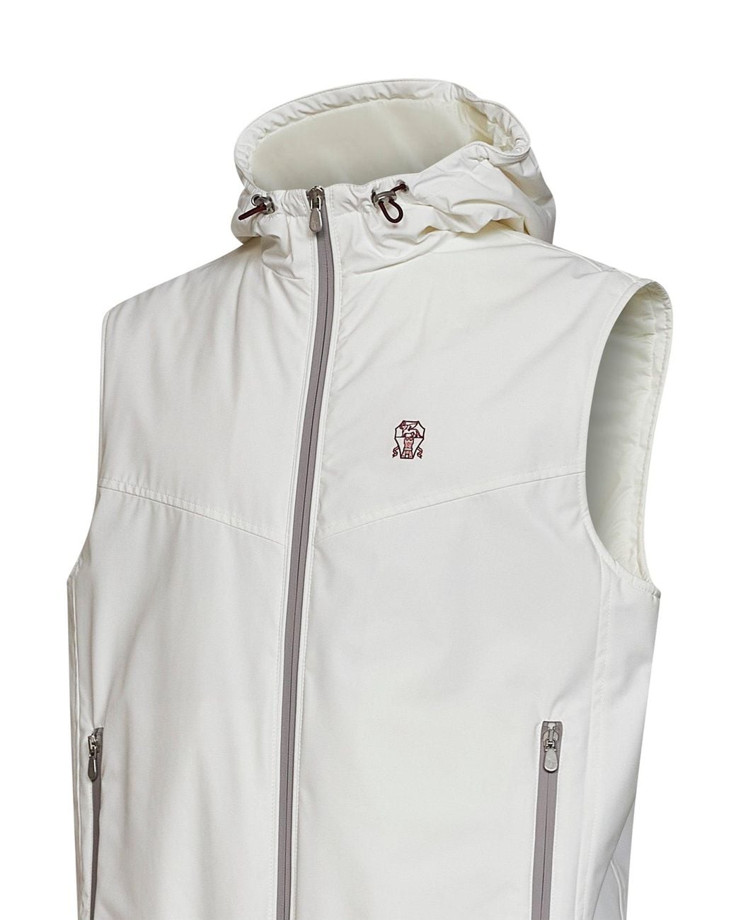 Brunello Cucinelli Gray Off- Bonded Nylon Hooded Vest<Br for men