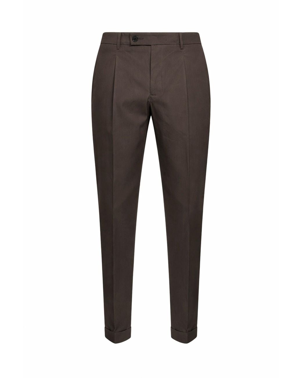 D 40 Gray Stretch Cotton Blend Slim Carrot Trousers for men