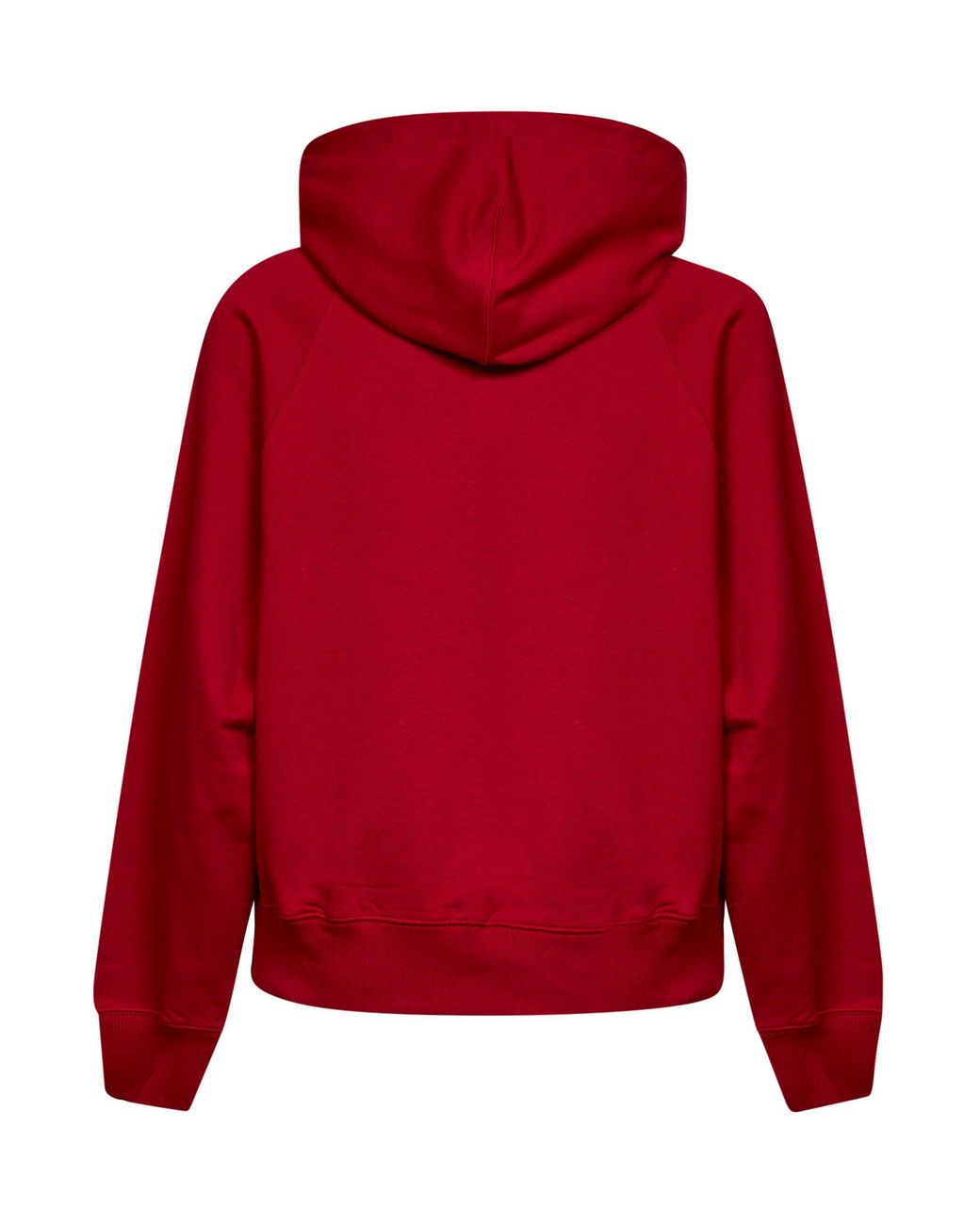 AMI Red Loopback Cotton Hoodie With Embroidery for men