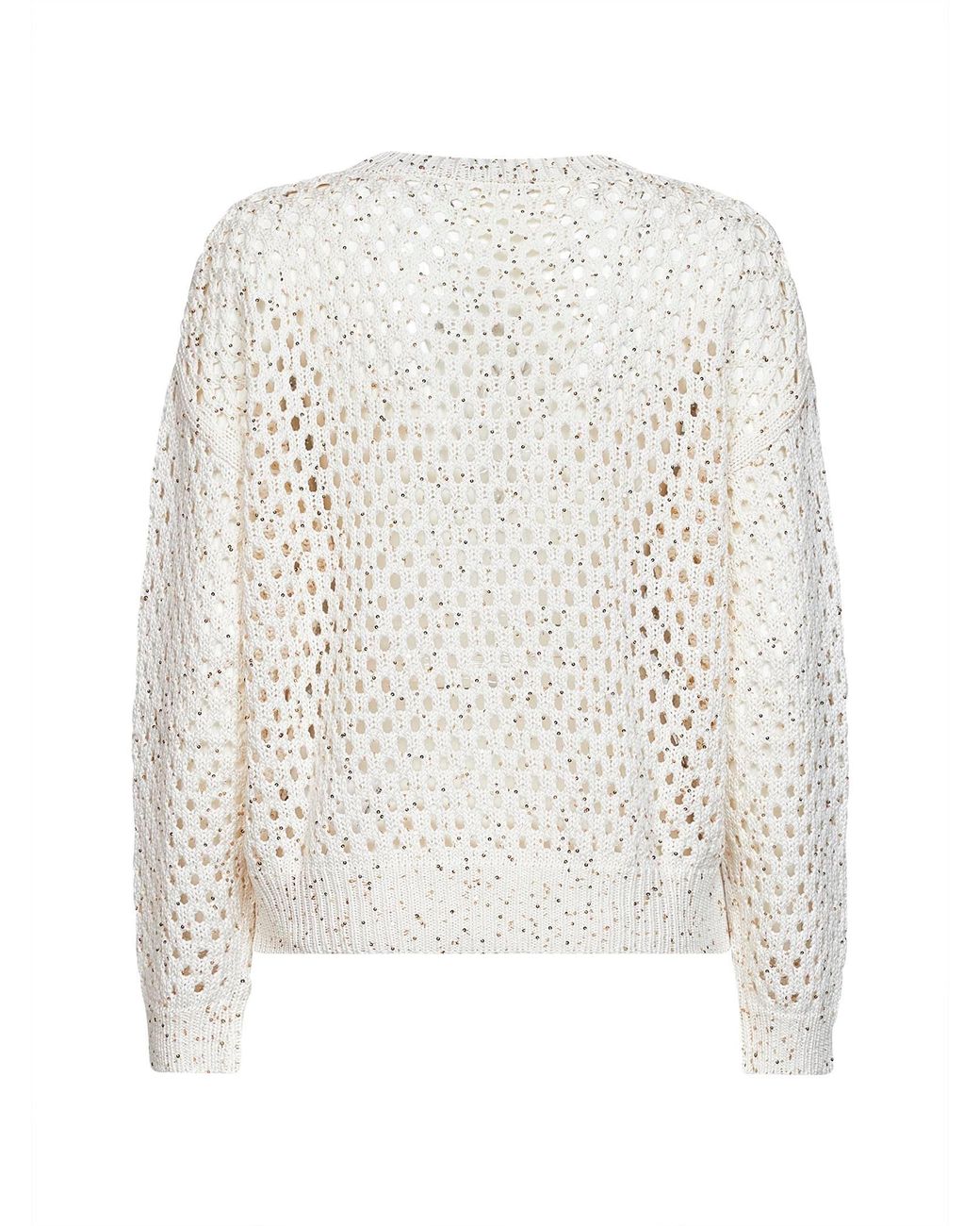 Max Mara White Knit Mstgeyser Boxy Sequin Top