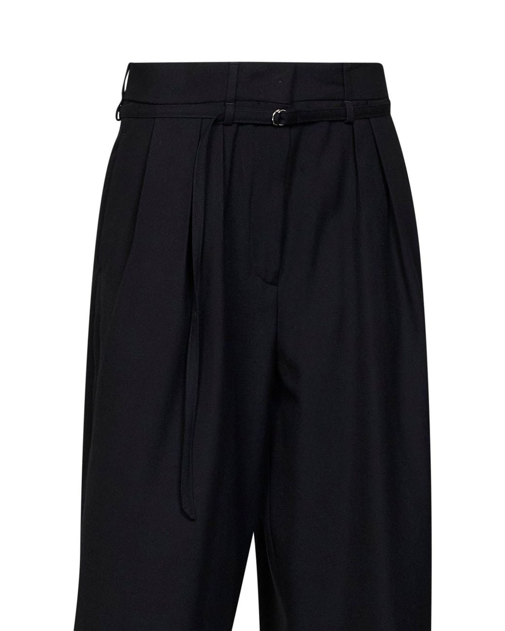 Dries Van Noten Black Wool Peacha Belted Trousers