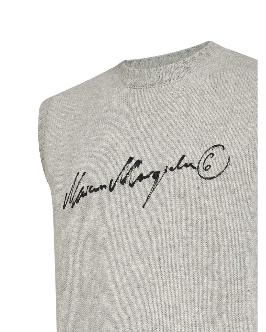 MM6 by Maison Margiela Gray Melange Wool Blend Knit Vest With Signature for men