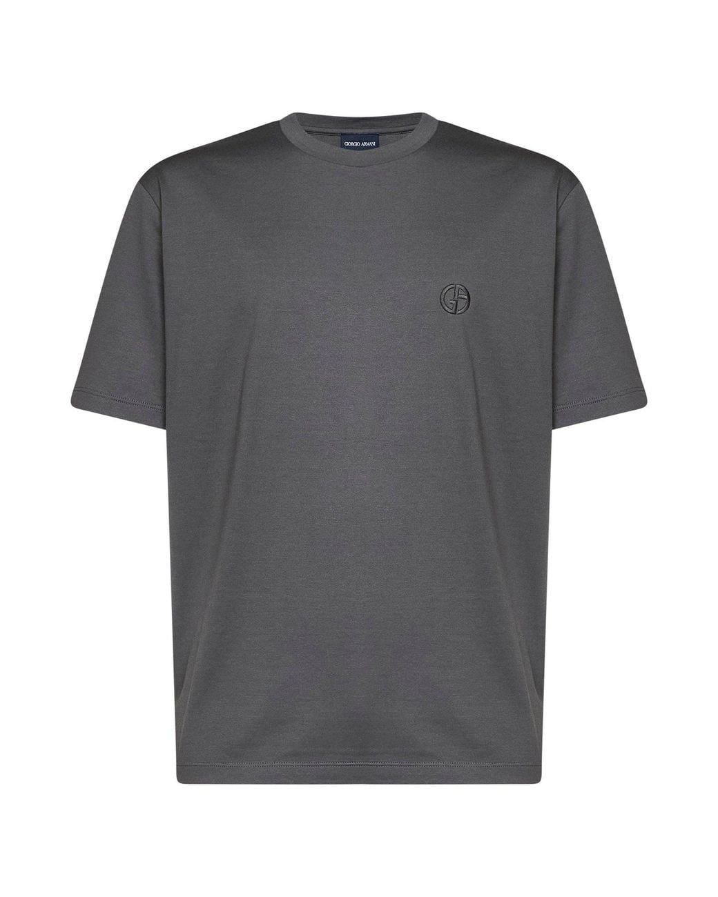 Giorgio Armani Gray Cotton Jersey Crewneck Embroidered Logo T-Shirt for men