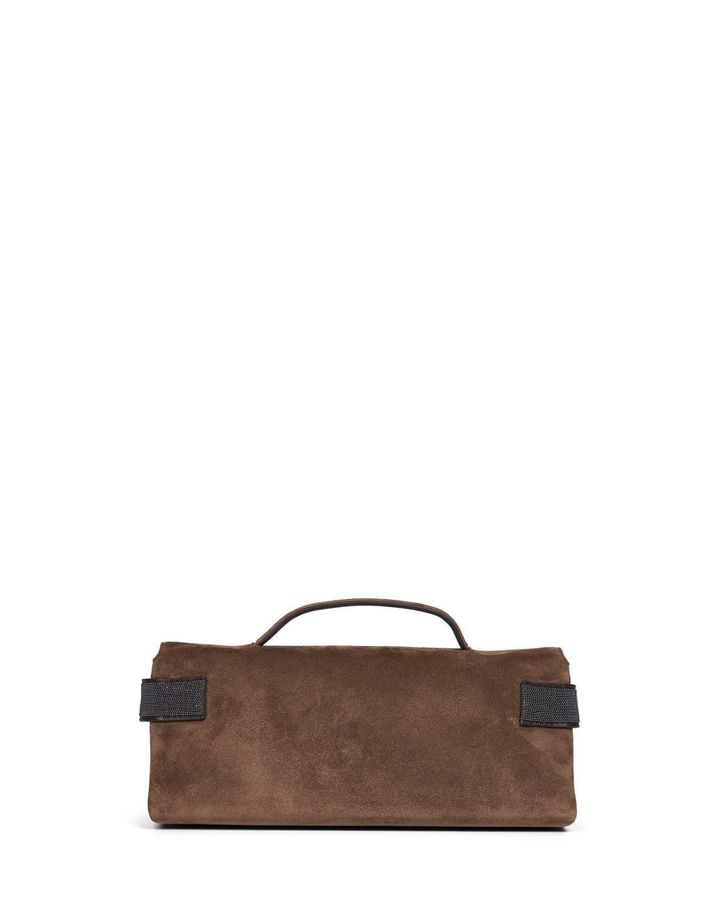 Brunello Cucinelli Brown Caramel Clutch Essence Top-Handle Bag