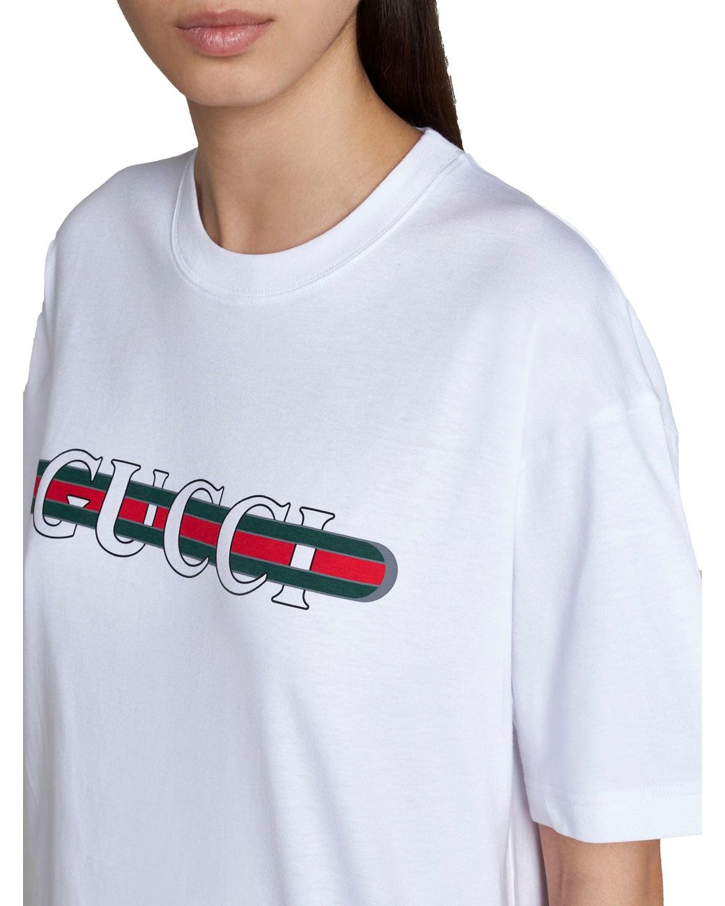 Gucci White Printed Cotton Jersey T-Shirt