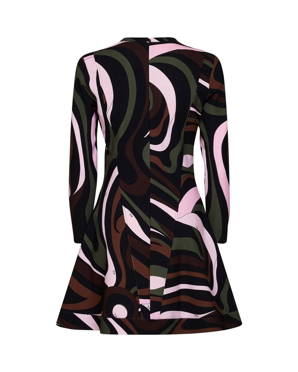 Emilio Pucci Black Khaki And Marmo-Print Compact Jersey Mini Dress