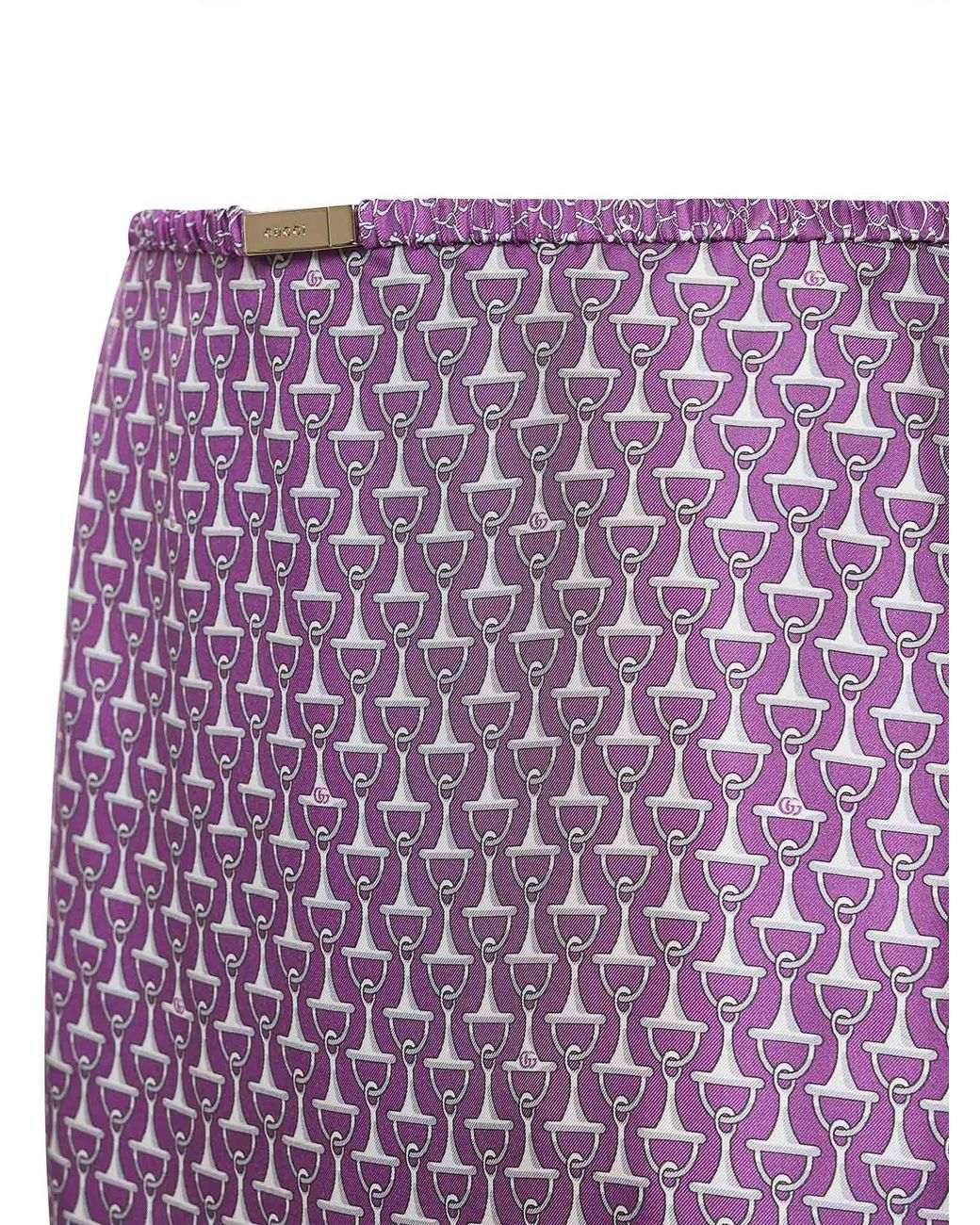 Gucci Purple Printed Silk Twill Midi Skirt
