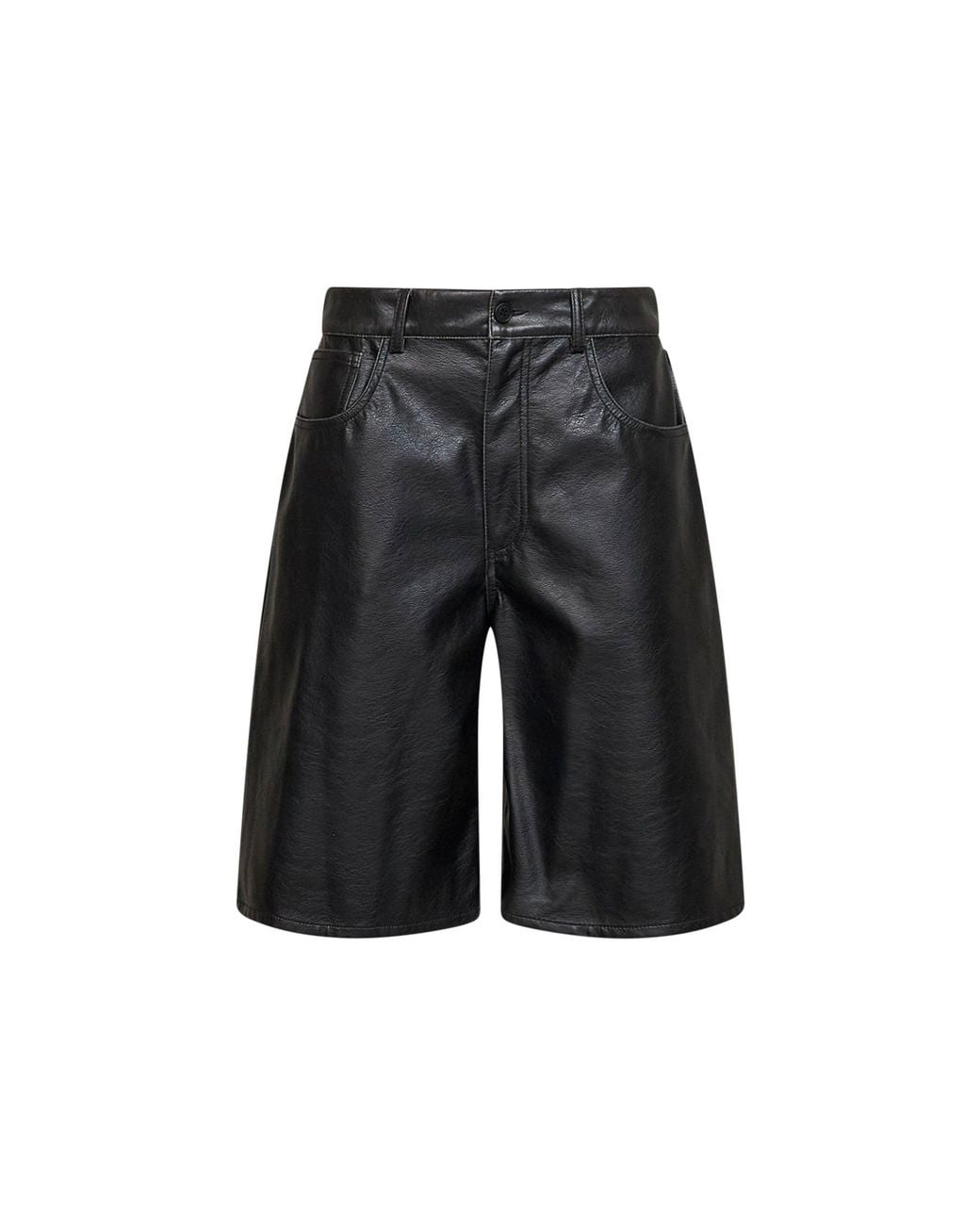 MM6 by Maison Margiela Black Faux Leather Bermuda Shorts