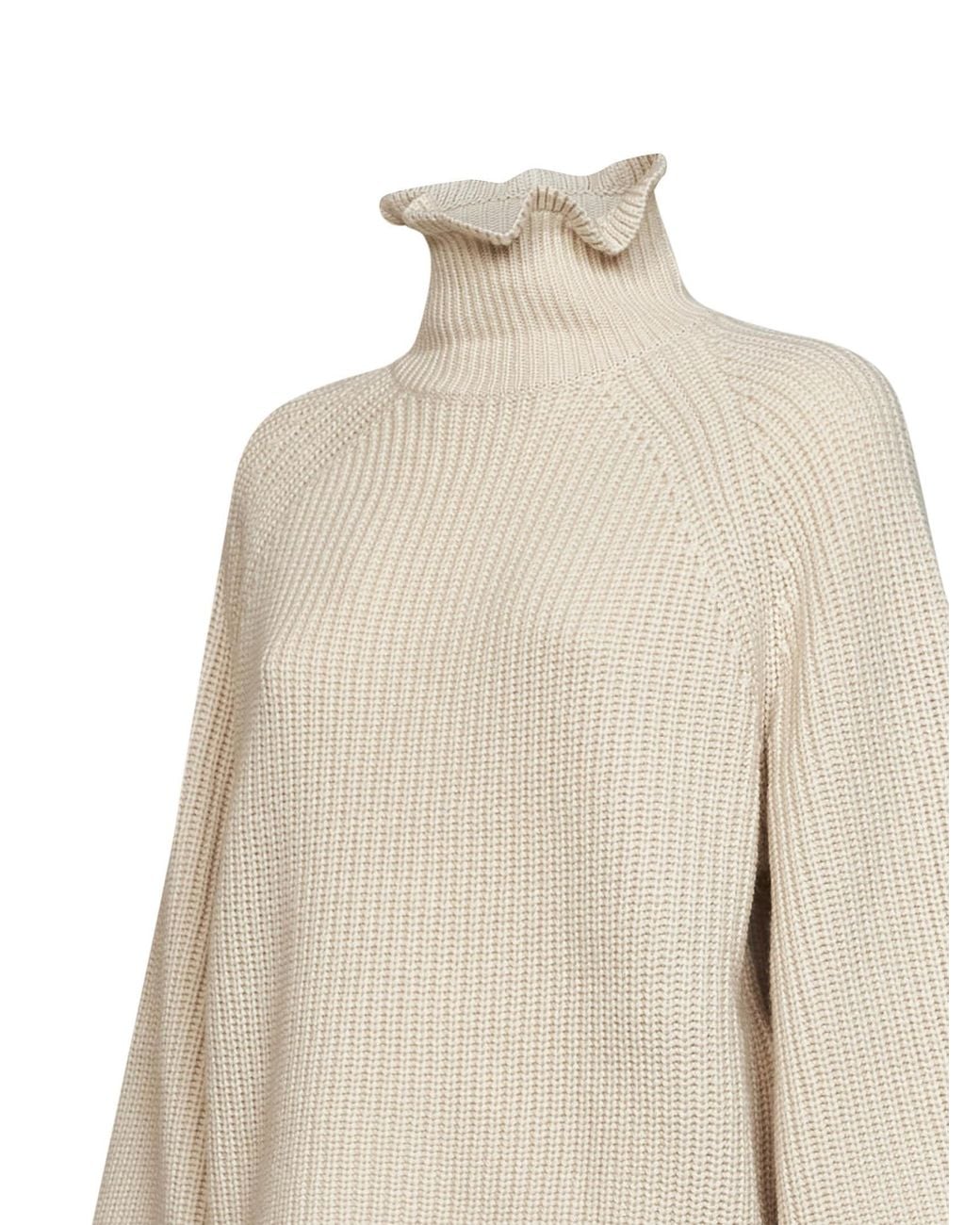 Max Mara Natural Oatmeal Wool And Cashmere Knit Mxmpontile Wide Sweater