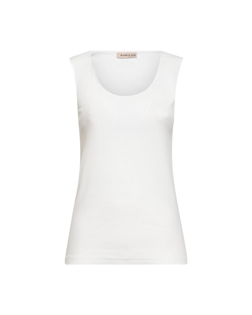Blanca Vita White Ribbed Jersey Heat-Sealed Tank Top