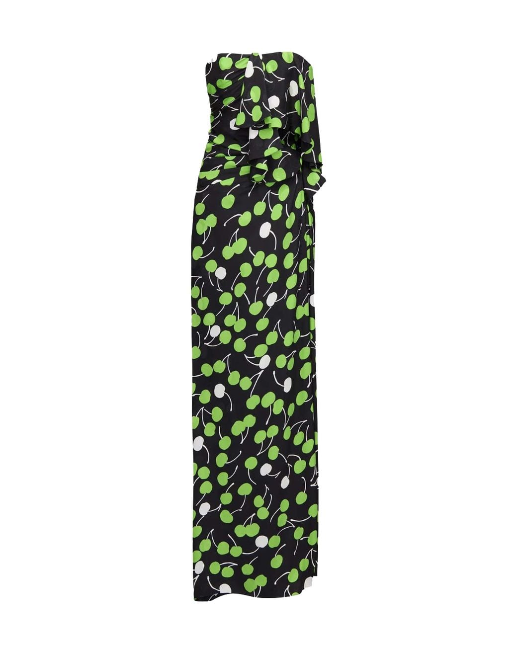 Saint Laurent Green Cherry Silk Long Bustier Dress