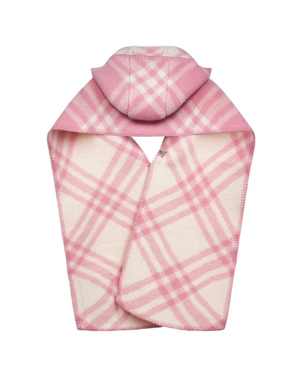 Burberry Pink Vintage Check Wool Hooded Scarf