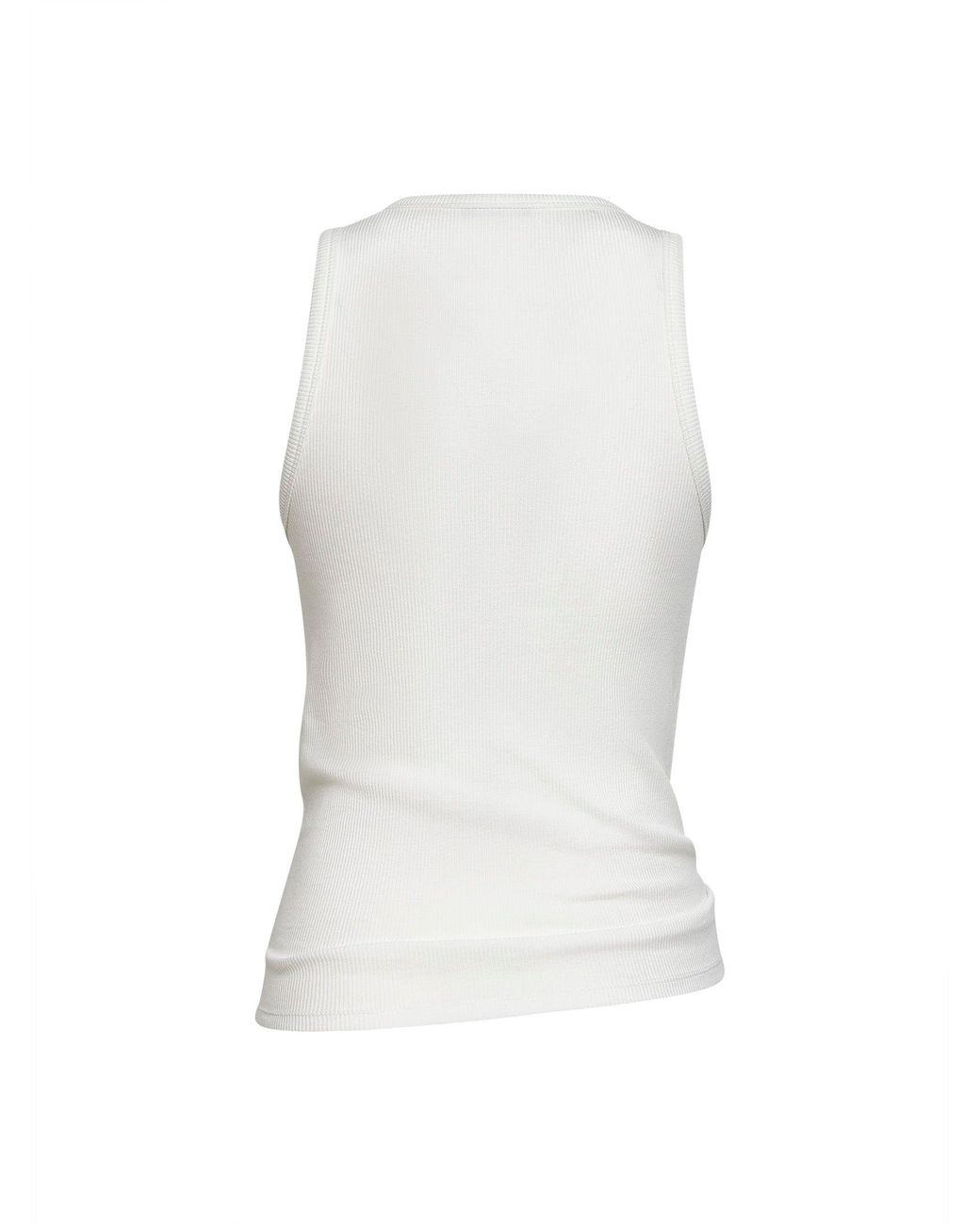 Rabanne White Ribbed Stretch Cotton Tank Top With Piercing