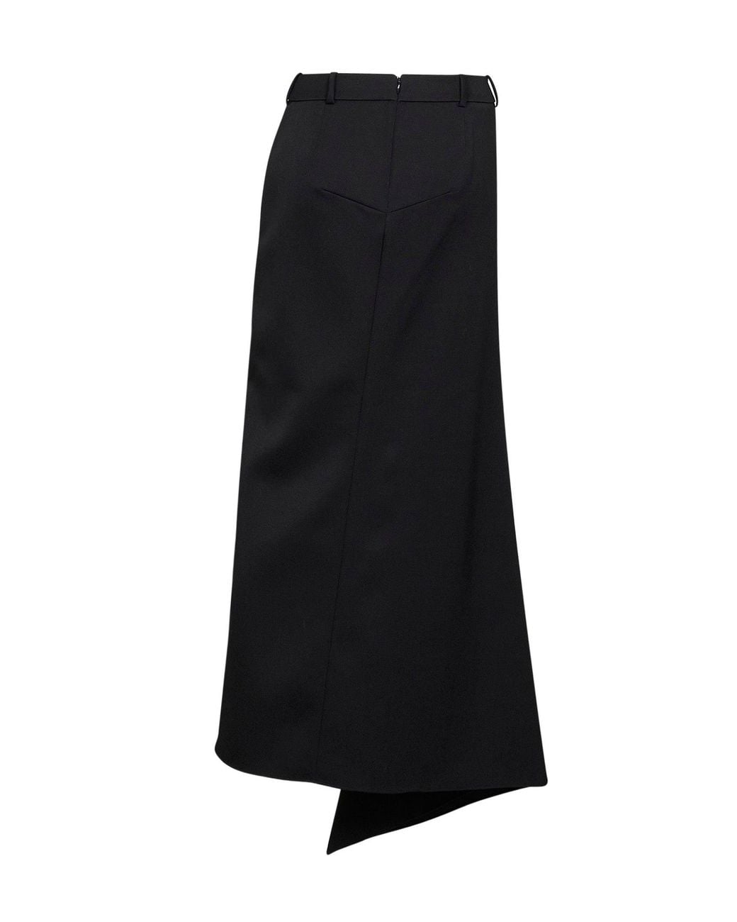 Givenchy Black Grain De Poudre Wool Asymmetric Maxi Skirt With Slit