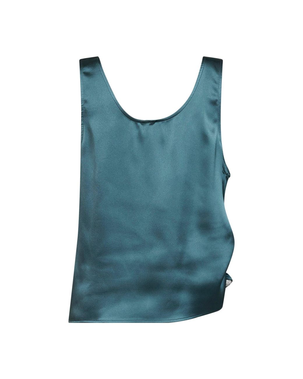 GIUSEPPE DI MORABITO Blue Oil Satin Draped Top