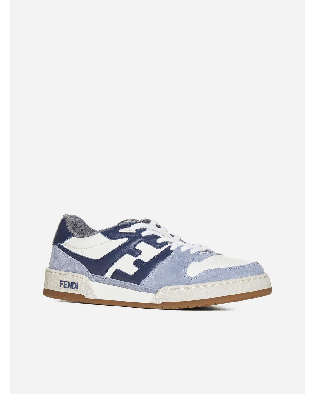 Fendi Match Leather And Suede Sneakers in Blue for Men | Lyst UK