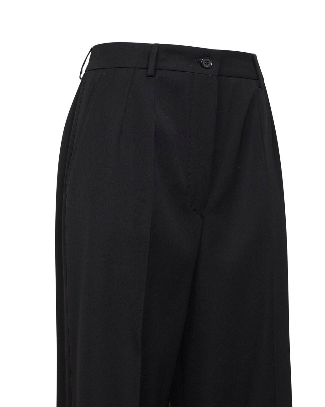Dolce & Gabbana Black Wool Gabardine Straight Trousers