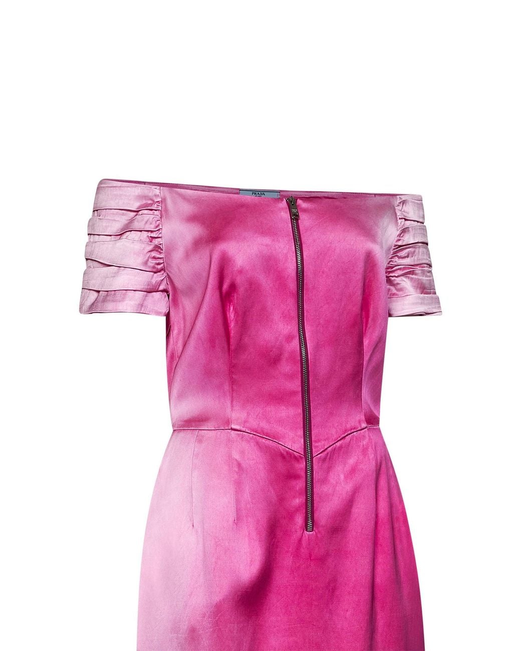 Prada Abbigliamento Pink Fuchsia Washed Duchesse Midi Dress