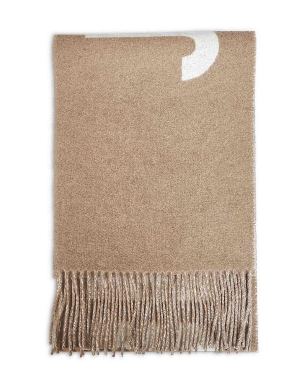 Jacquemus Brown Taupe Wool The Fringe Logo Scarf