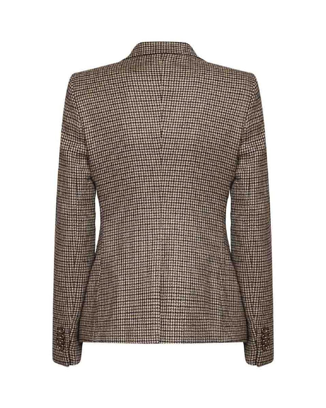 Tagliatore Brown Tobacco Houndstooth Wool Blend Coreen Double-Breasted Blazer