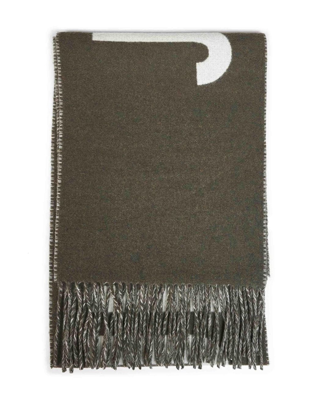 Jacquemus Green Khaki Wool The Fringe Logo Scarf<Br for men