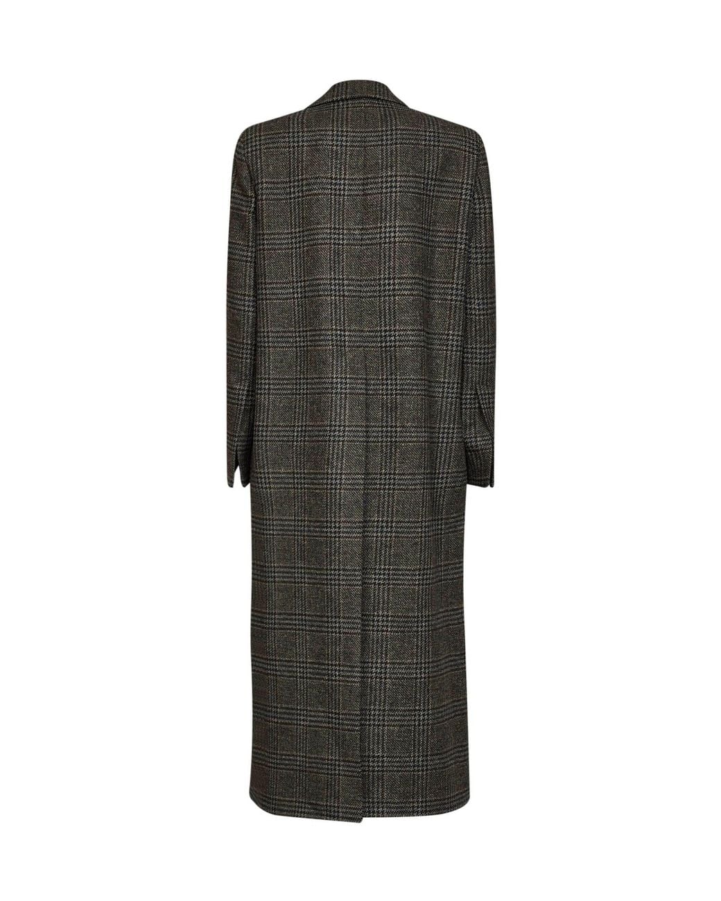 Blanca Vita Gray Prince Of Wales Check Cujten Single-Breasted Long Coat