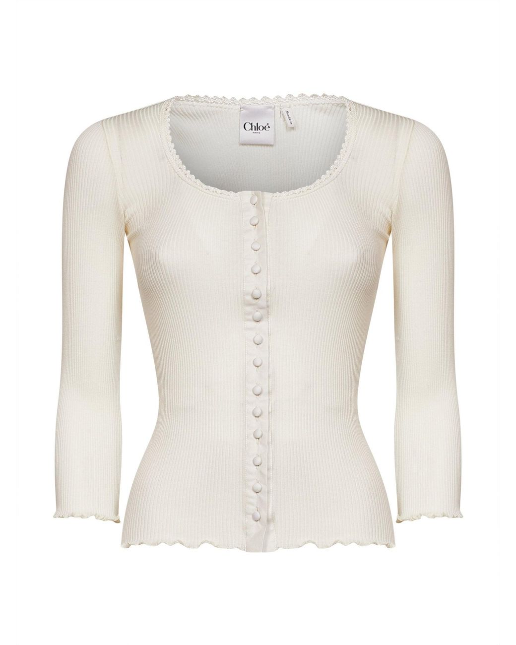Chloé White Iconic Milk Ribbed Jersey Fitted Top