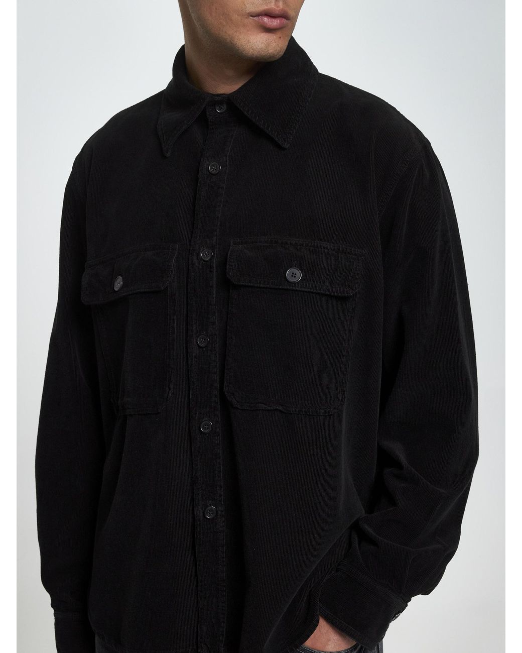 Saint Laurent Corduroy Overshirt in Black for Men | Lyst UK 