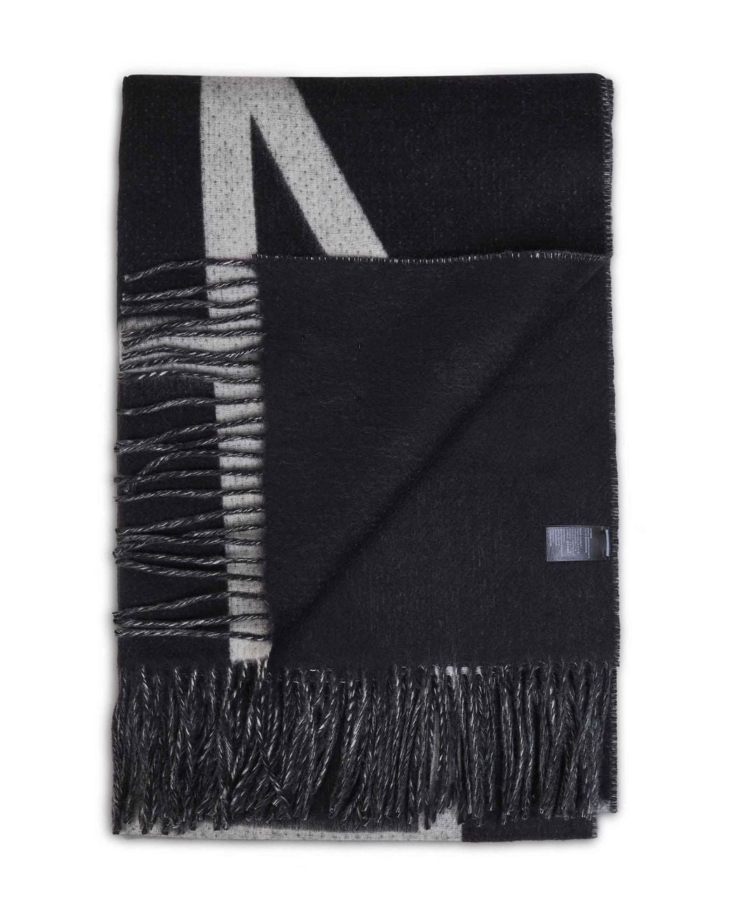 Totême Blue Brushed Wool Monogram Scarf