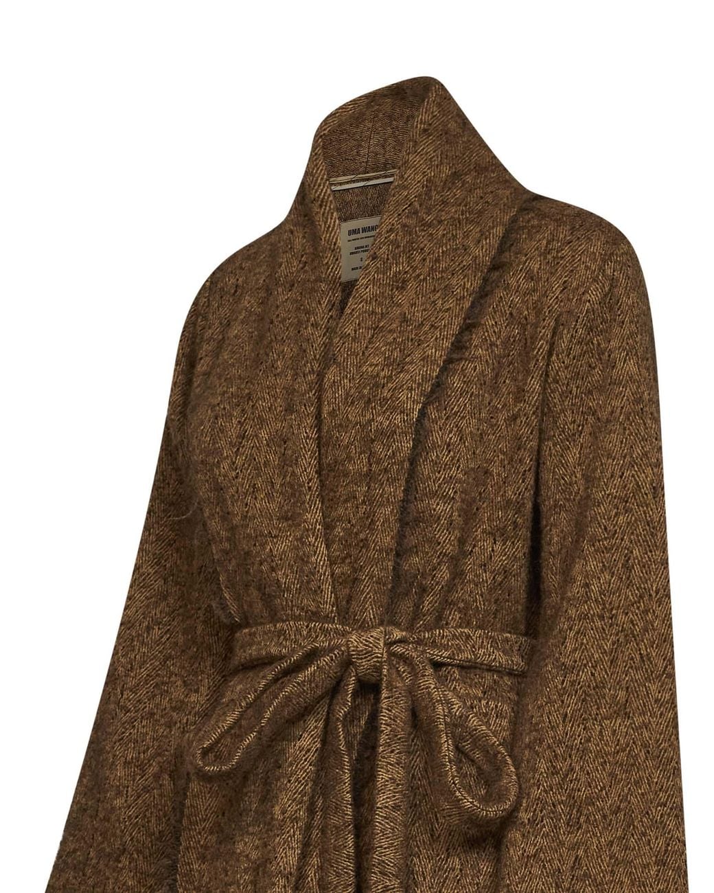 Uma Wang Brown Wool-Blend Chevron Kobina Belted Jacket