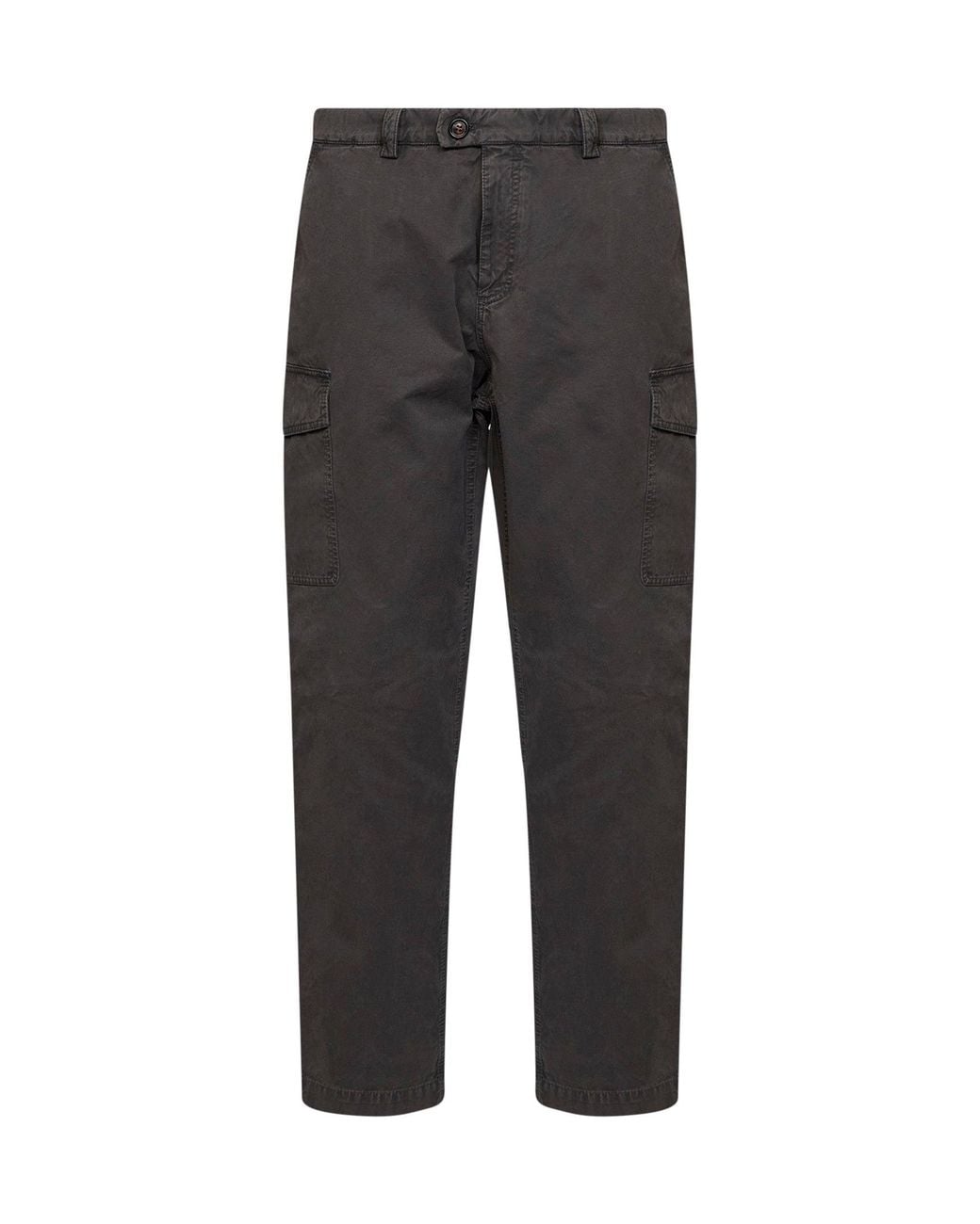Brunello Cucinelli Gray Dark Peached Cotton Gabardine Cargo Trousers for men