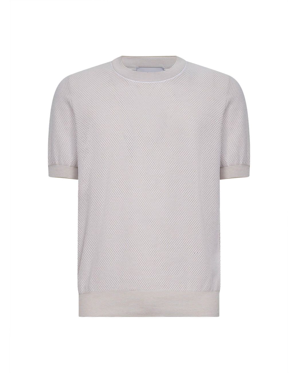 D 40 Gray Jacquard Cotton Knit Crewneck Sweater for men