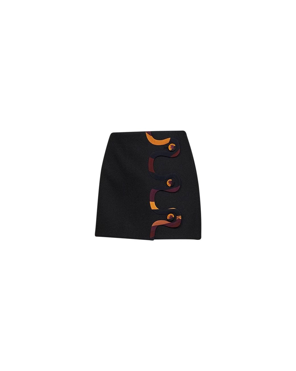 Emilio Pucci Black Tecno Poudre Mini Skirt With Printed Wavy Trim