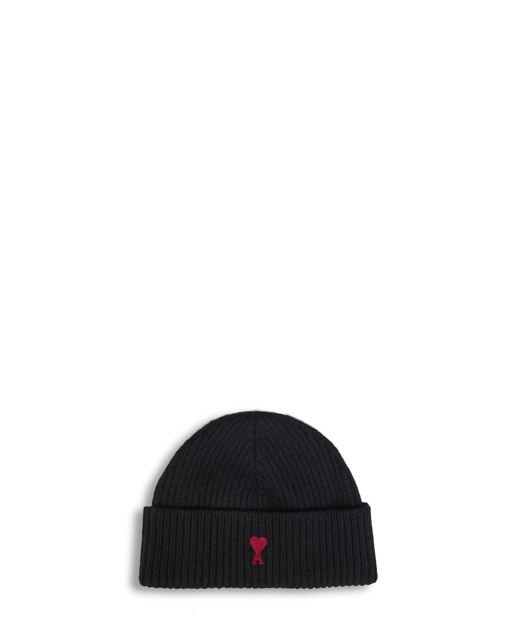 AMI Black Ami De Cœur Ribbed Wool Hat<Br for men