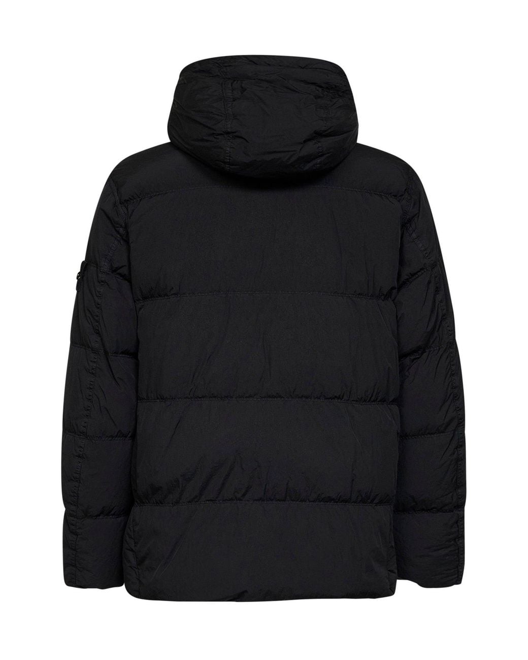 Stone Island Black Crinkle Reps Ny Hooded Down Jacket<Br for men