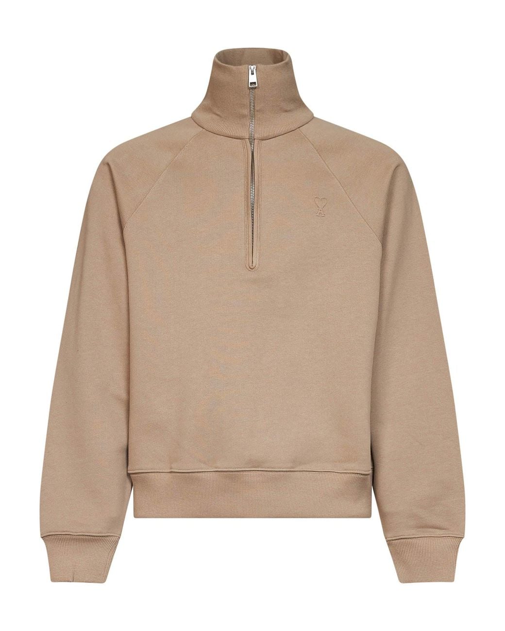 AMI Natural Cotton Ami De Cœur Half-Zip Sweatshirt for men