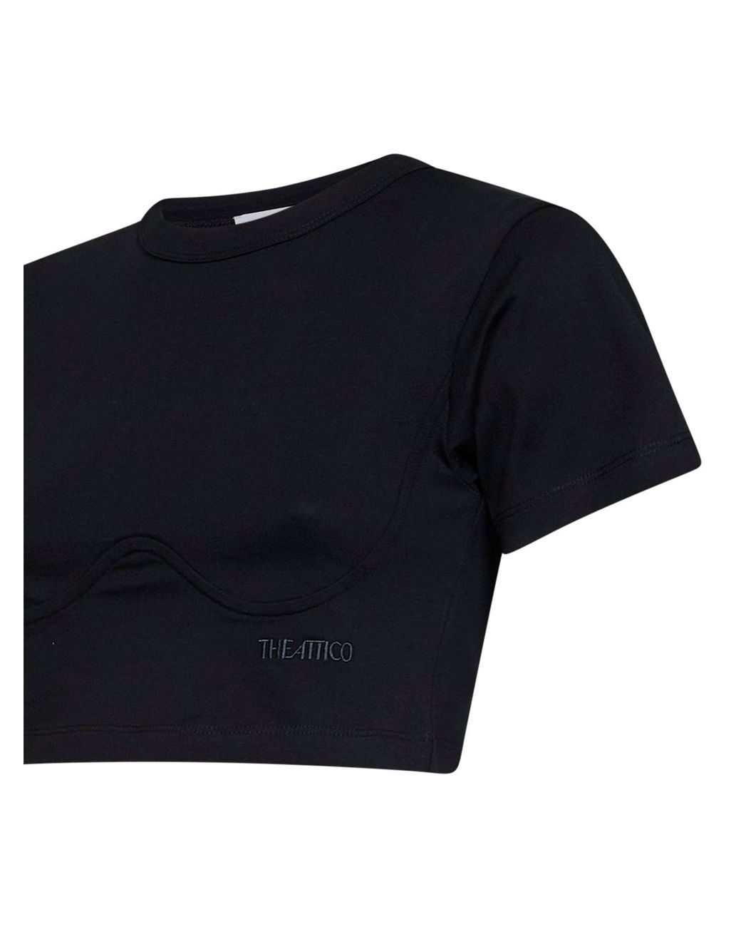 The Attico Black Cotton Jersey Cropped T-Shirt