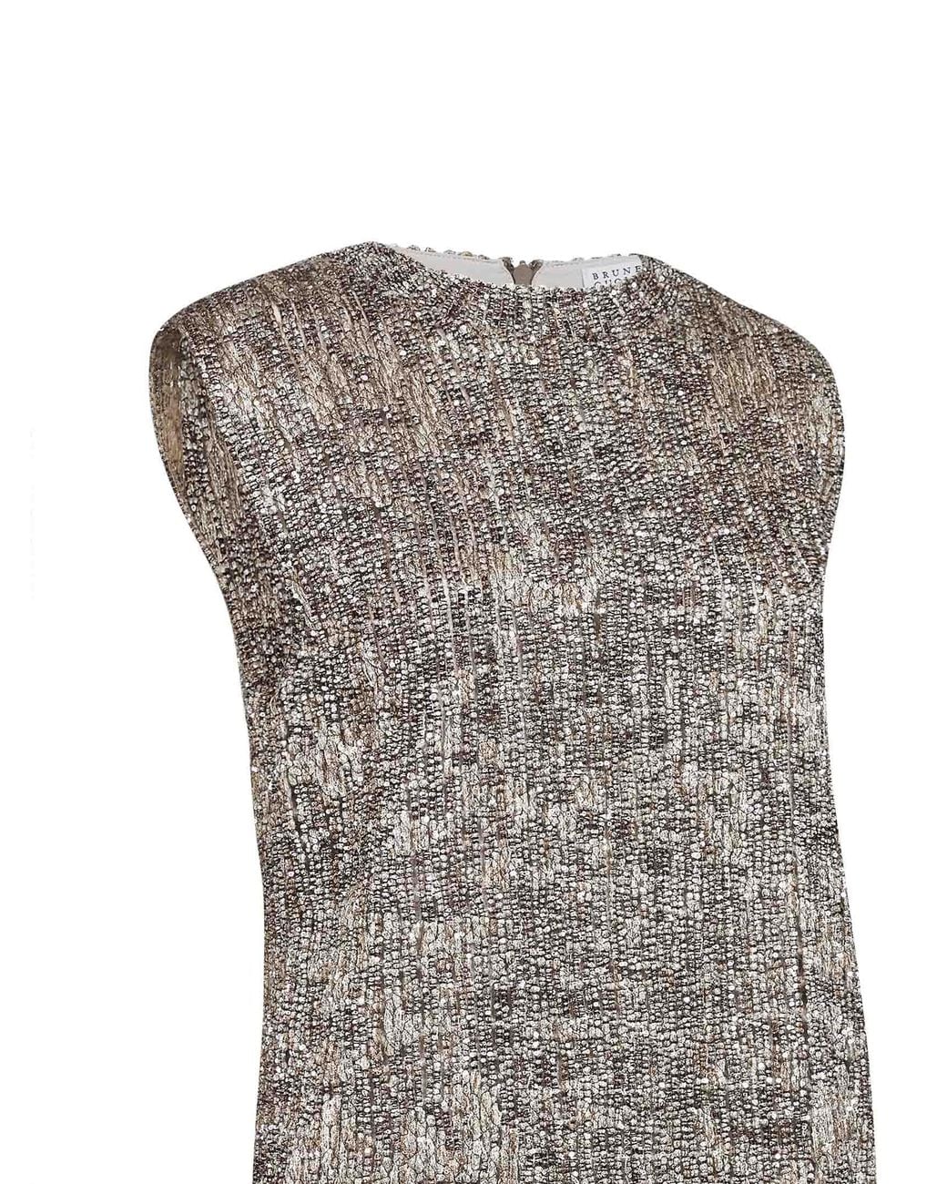 Brunello Cucinelli Gray Dazzling Craquelé Embroidery Mini Dress