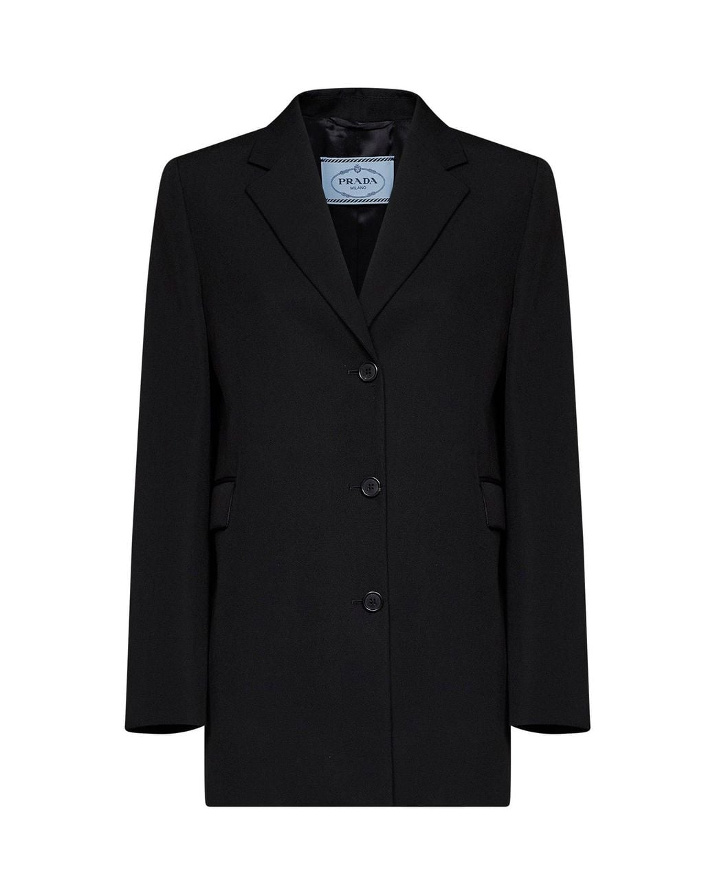 Prada Abbigliamento Black Compact Gabardine Single-Breasted Blazer