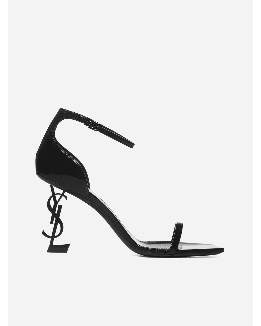 Saint Laurent Opyum Ysl Patent Leather Sandals in White Lyst
