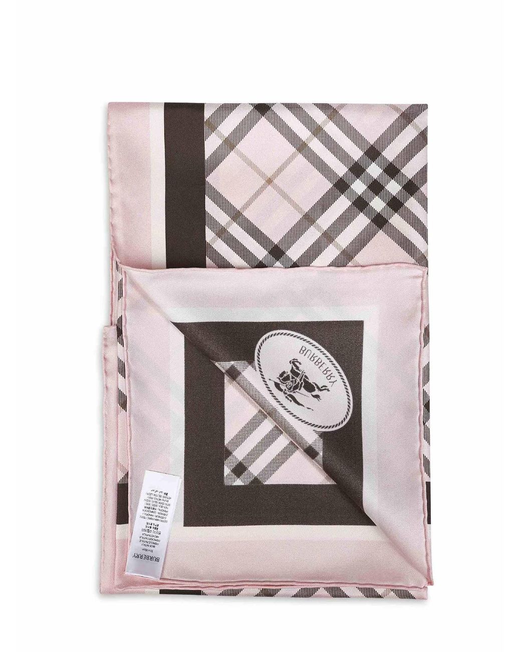 Burberry Gray Check Silk Twill Scarf With Knight Stamp