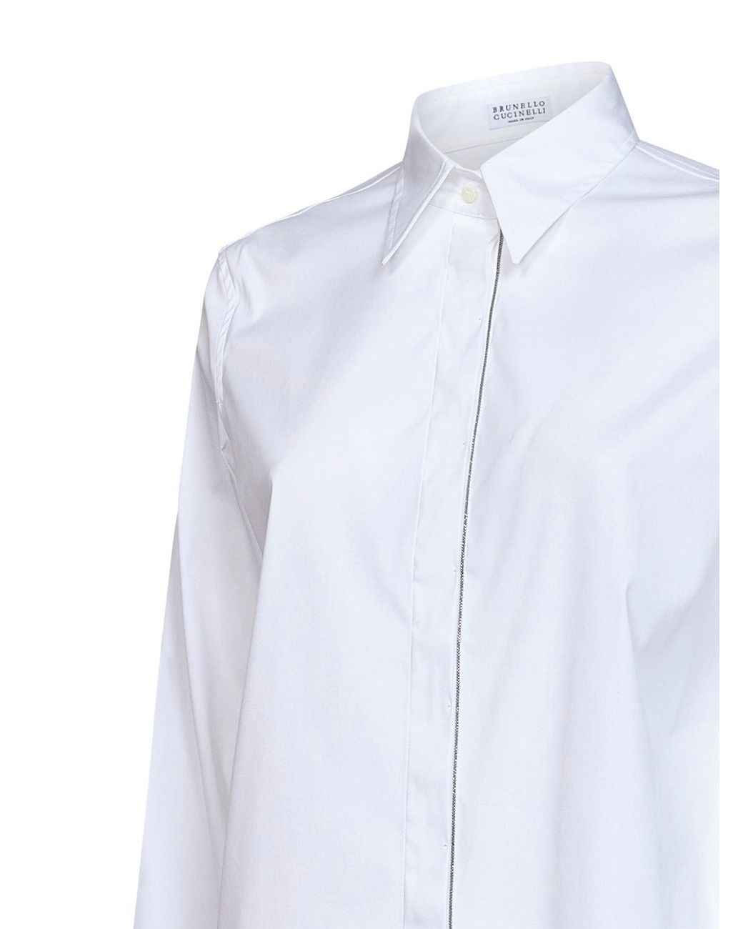 Brunello Cucinelli White Shirt Stretch Poplin Lyocell